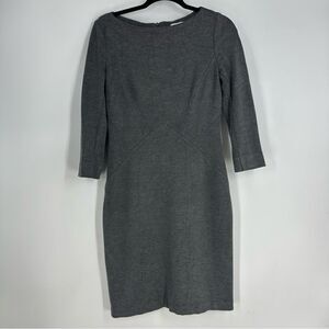 MM.LAFLEUR Charcoal Gray Boatneck 3/4 Sleeve Minimalist Career Dress Sz 6